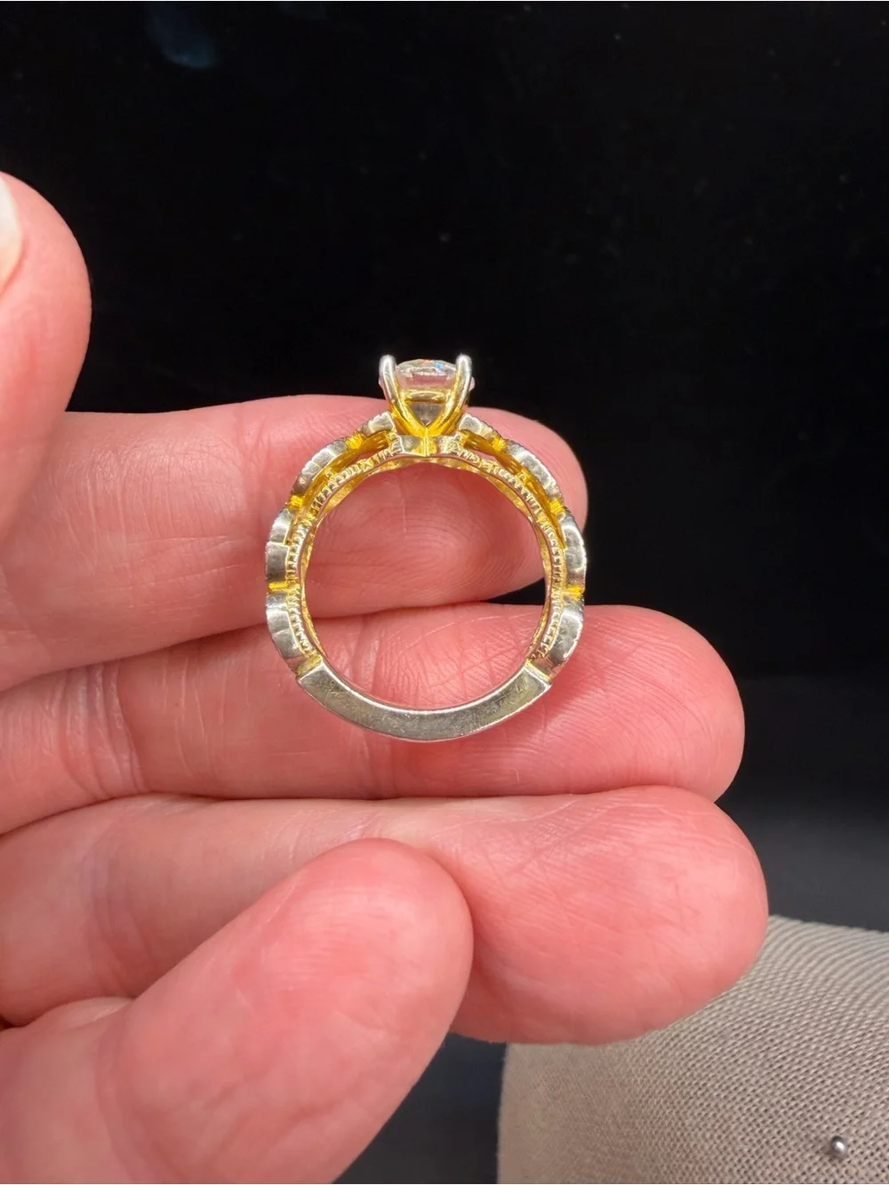 Gold & Silver Toned Cubic Zirconia S925 Ring Size 7